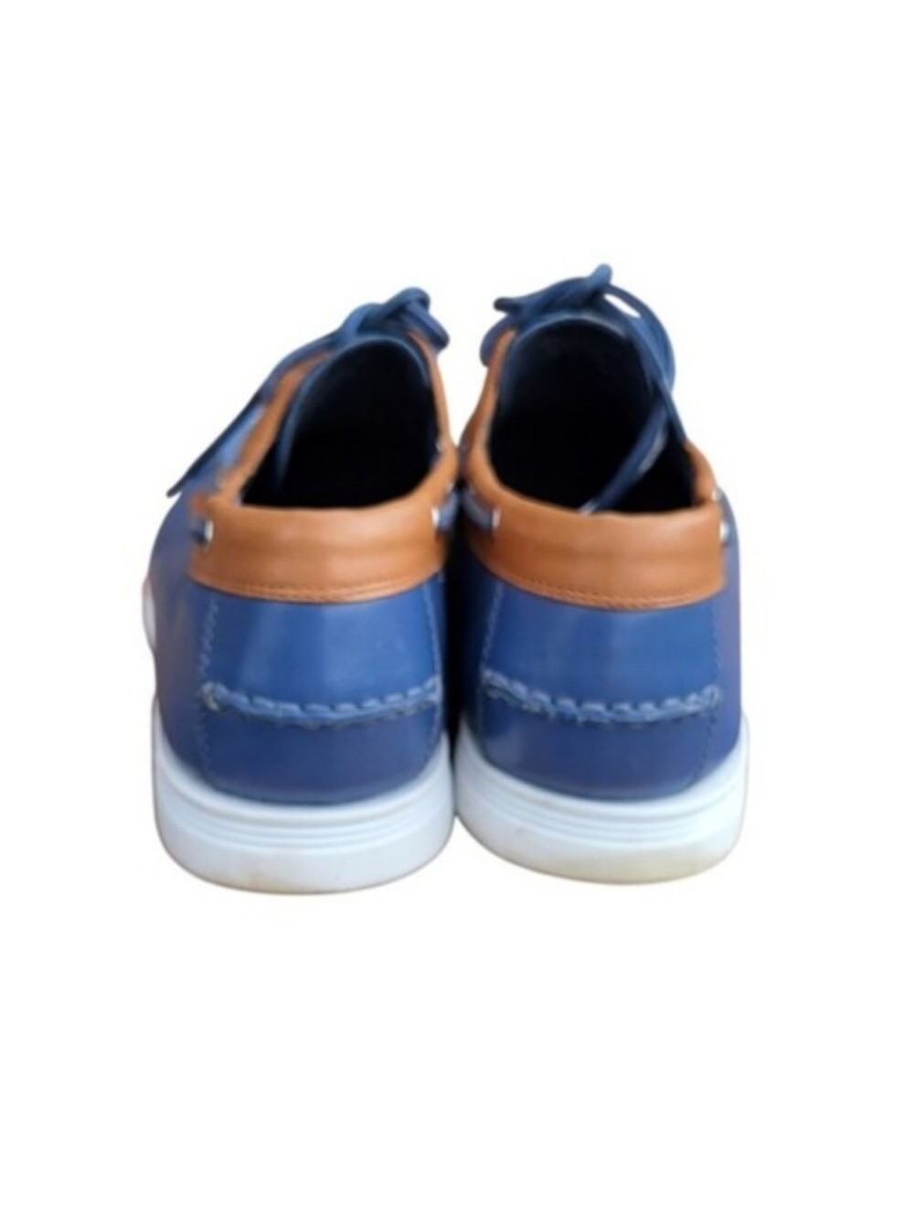 Cole Haan Leather Cornell 2 Eye Blue Brown Boat Shoe Loafer Preppy Dress Men 9 - Picture 4 of 10